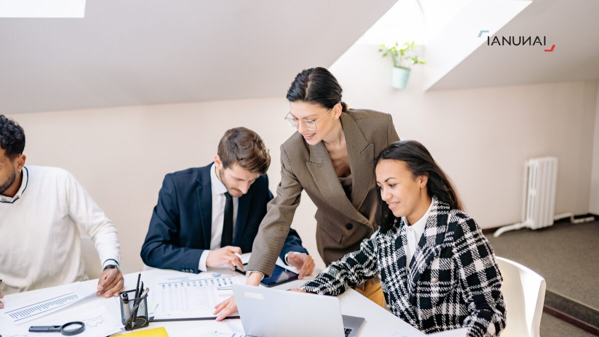 Happy people in the workplace
