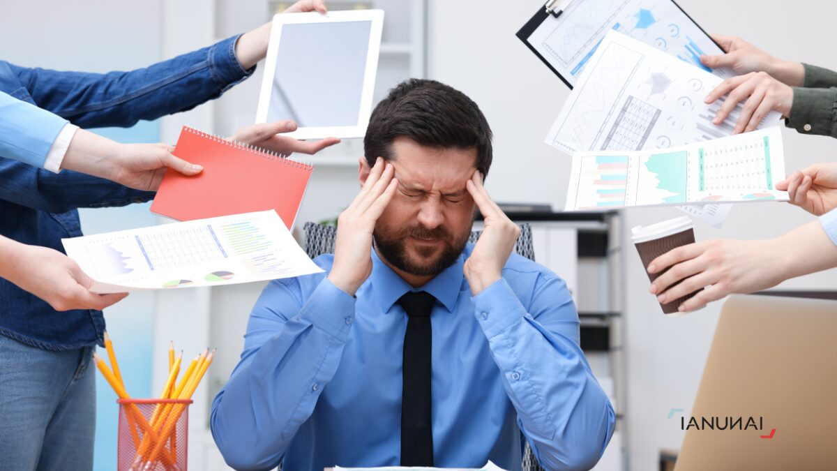 persona sotto stress a lavoro